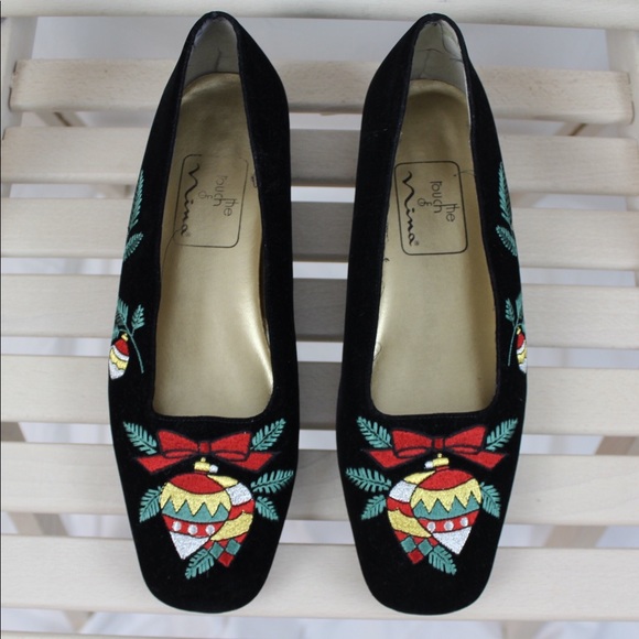 Christmas Velvet Embroidered Shoes by Nina Sz 7.5 - Picture 3 of 8